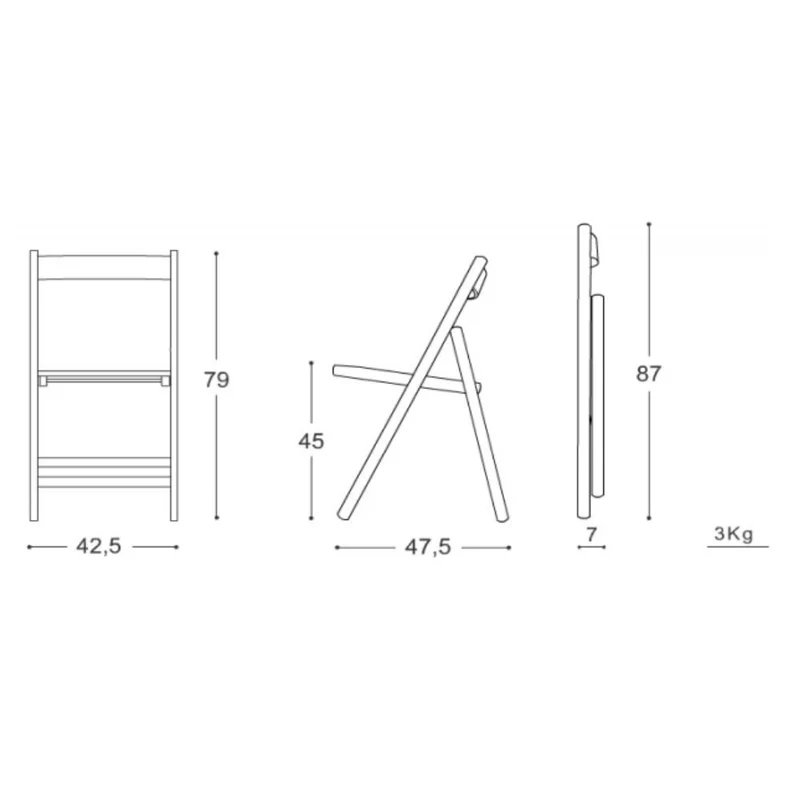 Set 4 sedie pieghevoli in legno colore verde Penelope