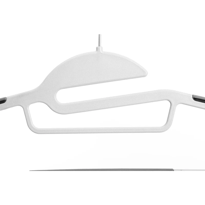 Lot de 50 cintres en plastique ouverture en s antiglisse épaisseur 0,5 cm gain de place crochet pivotant à 360º blanc et gris 12_0003409
