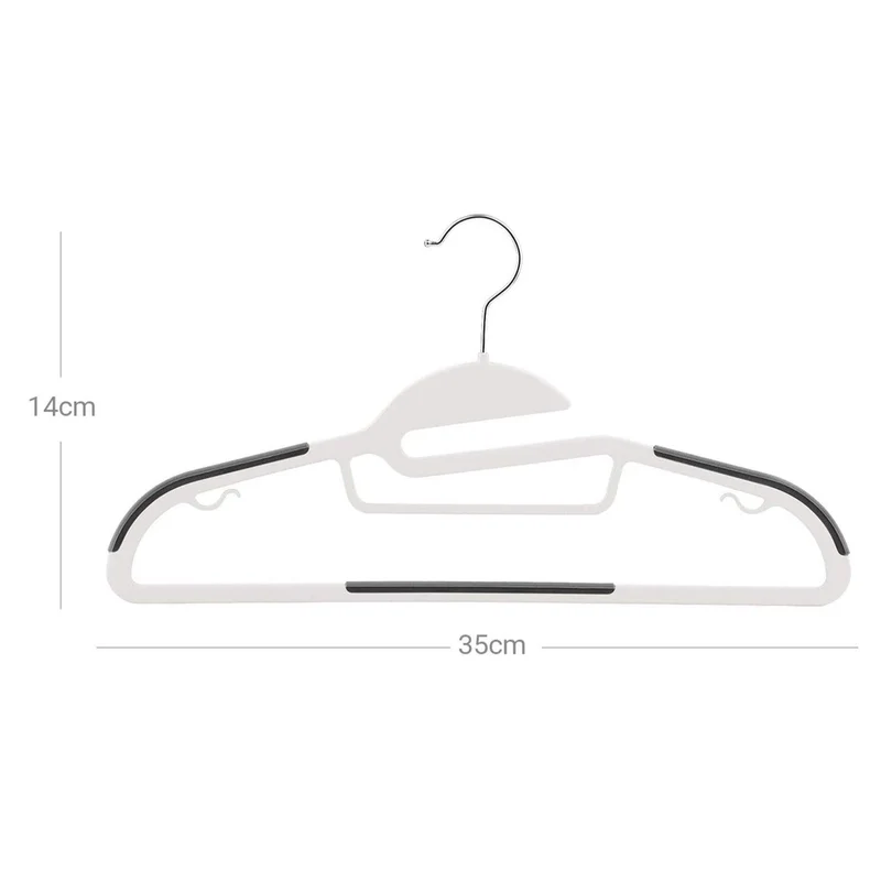 Lot de 50 cintres en plastique ouverture en s antiglisse épaisseur 0,5 cm gain de place crochet pivotant à 360º blanc et gris 12_0003409