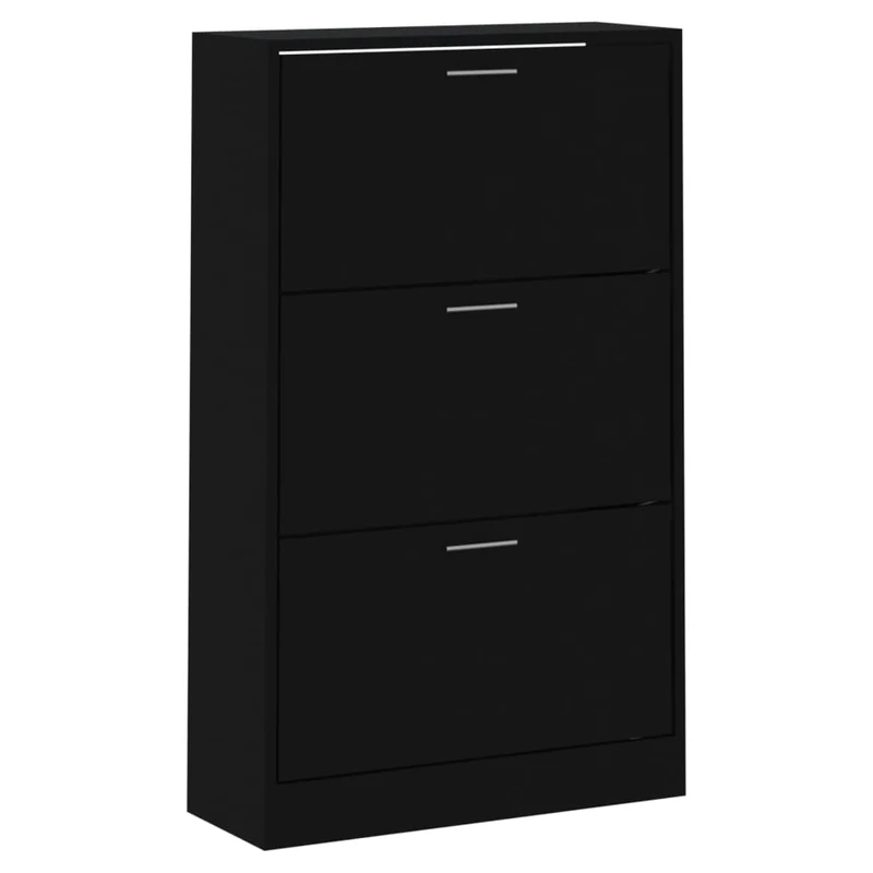 Armoire à chaussures range chaussures rangement meuble entrée couloir salon 63 x 24 x 103 cm bois d'ingénierie noir 02_0022007