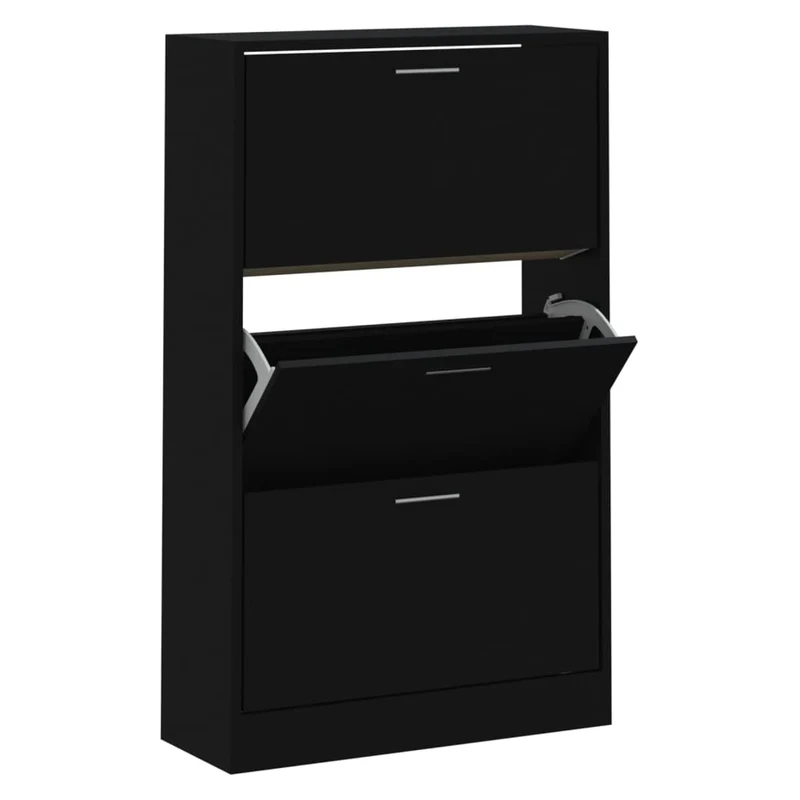 Armoire à chaussures range chaussures rangement meuble entrée couloir salon 63 x 24 x 103 cm bois d'ingénierie noir 02_0022007
