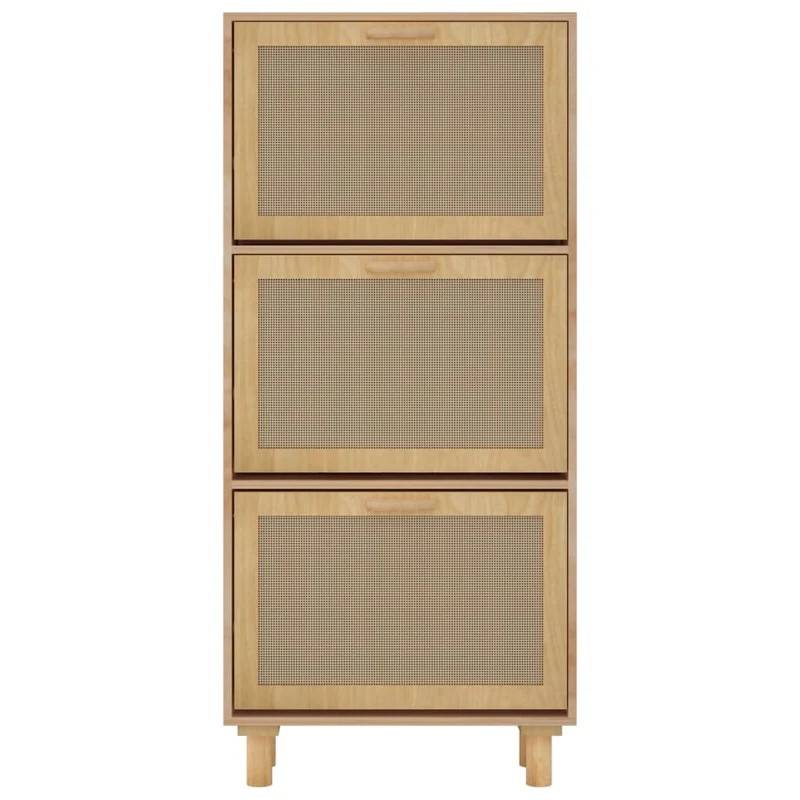 Armoire à chaussures range chaussures rangement meuble entrée couloir salon 52 x 25 x 115 cm bois d'ingénierie/rotin brun 02_0021871