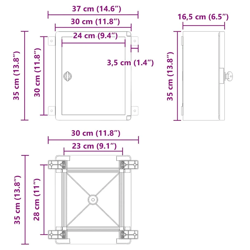 Armoire de contrôle moderne 30 x 16,5 x 35 cm durable style contemporain intérieur extérieur en plastique gris 02_0058210