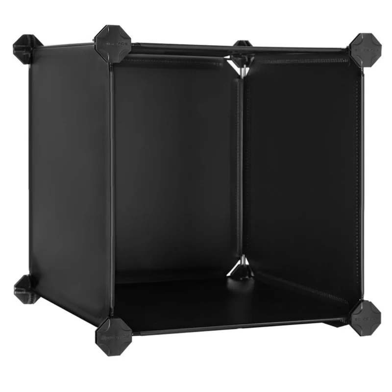 Meuble de rangement modulable 16 compartiments étagère en plastique avec portes pour vêtements chaussures jouets livres assemblage facile 153 cm noir 12_0003167