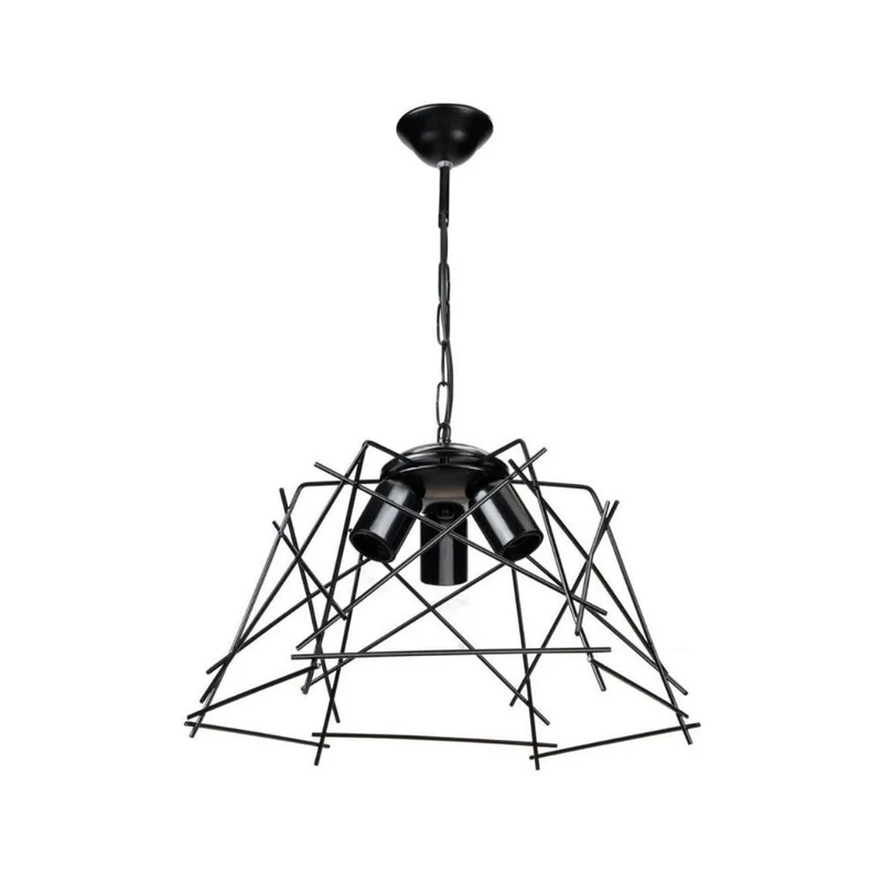 Lampada a sospensione 50h con 3 luci in metallo nero asimmetrico