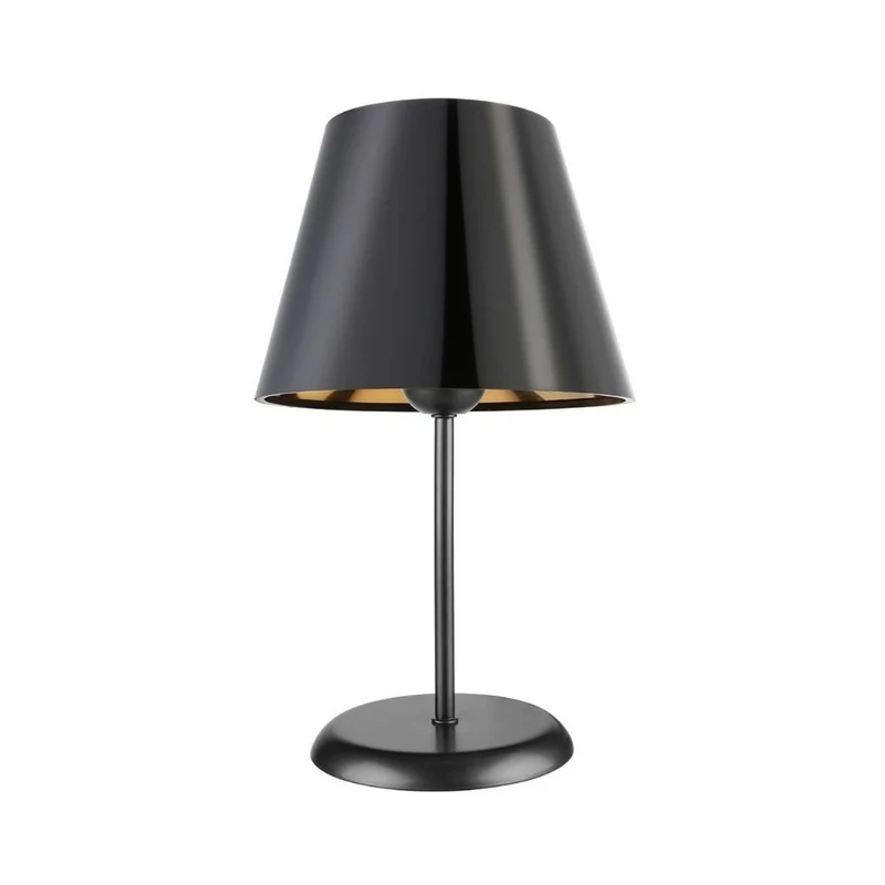 Lampada da tavolo in metallo e paralume tessuto nero Verda