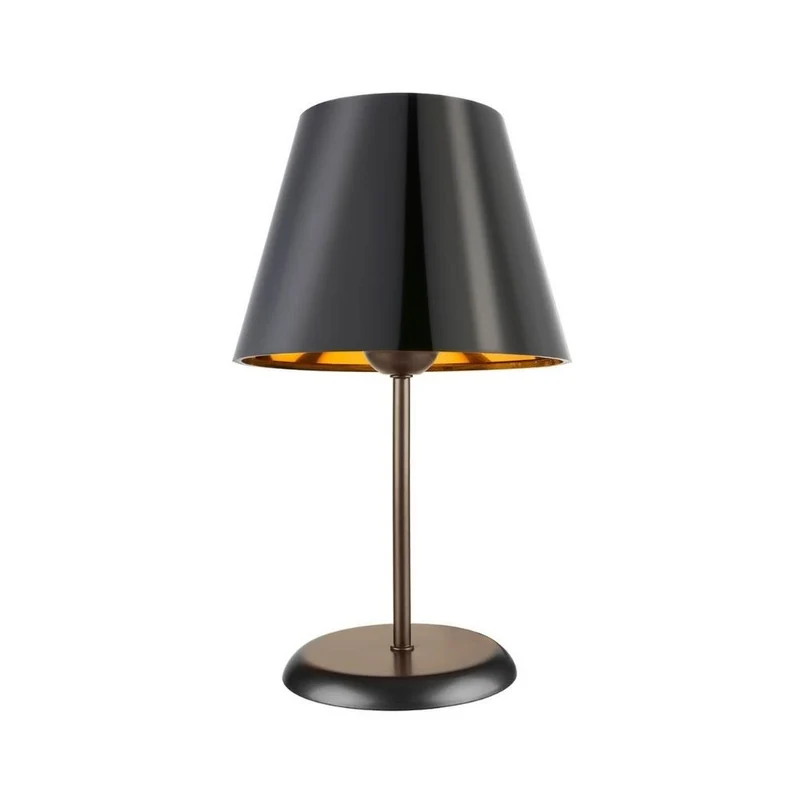 Lampada da tavolo in metallo e paralume tessuto nero Verda