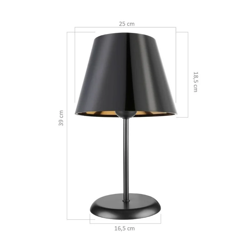 Lampada da tavolo in metallo e paralume tessuto nero Verda