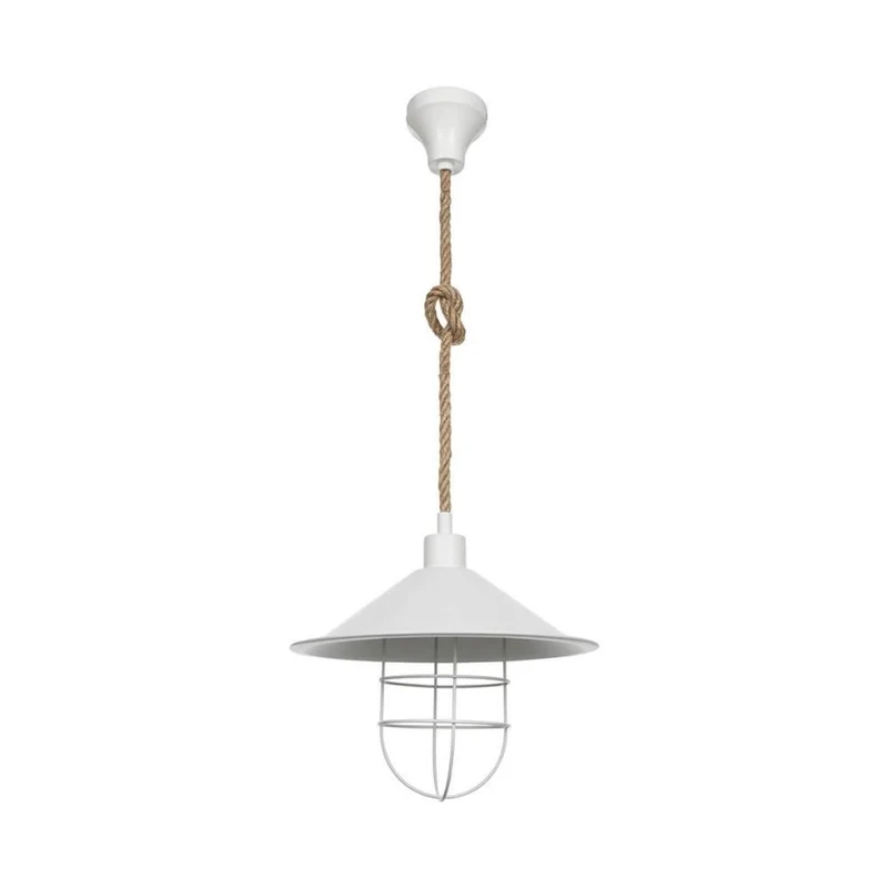 Lampada da soffitto 90h in metallo bianco e corda iuta Bulut