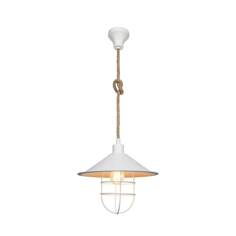 Lampada da soffitto 90h in metallo bianco e corda iuta Bulut