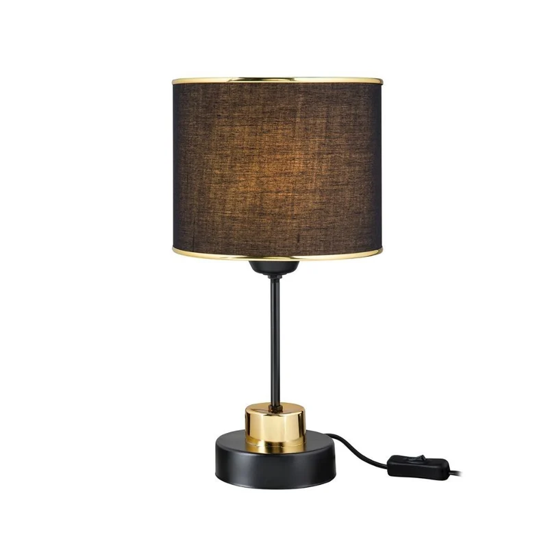 Lampada da tavolo in metallo e paralume tessuto nero Arden