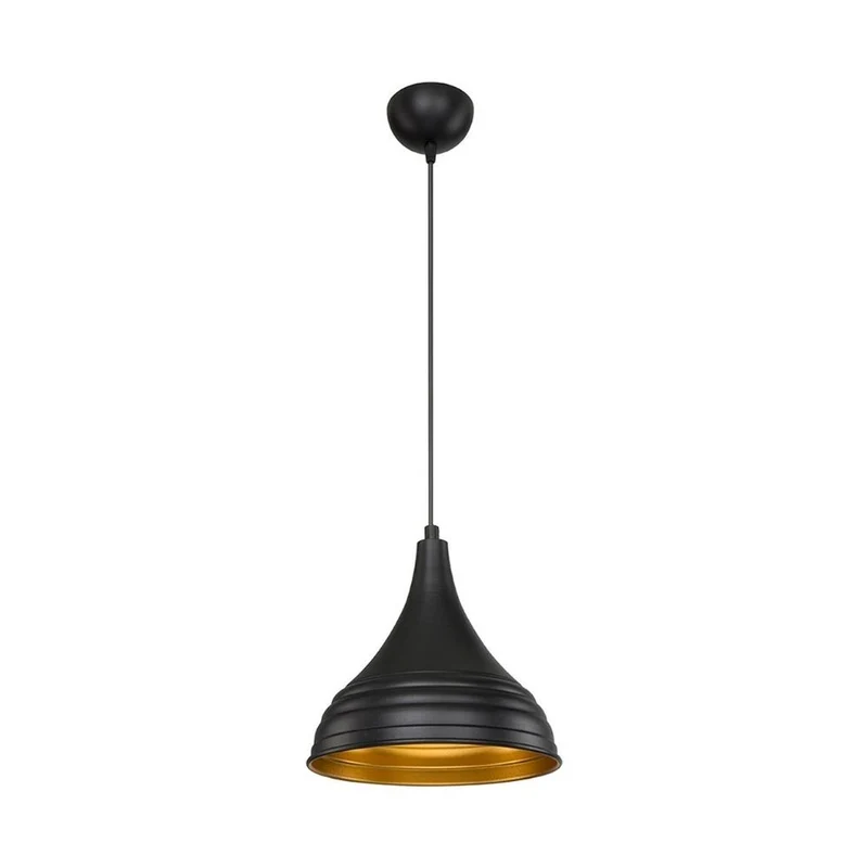 Lampada a sospensione 100h in metallo nero Leda