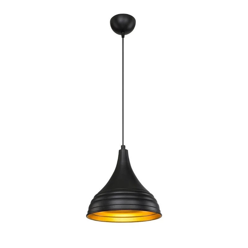 Lampada a sospensione 100h in metallo nero Leda