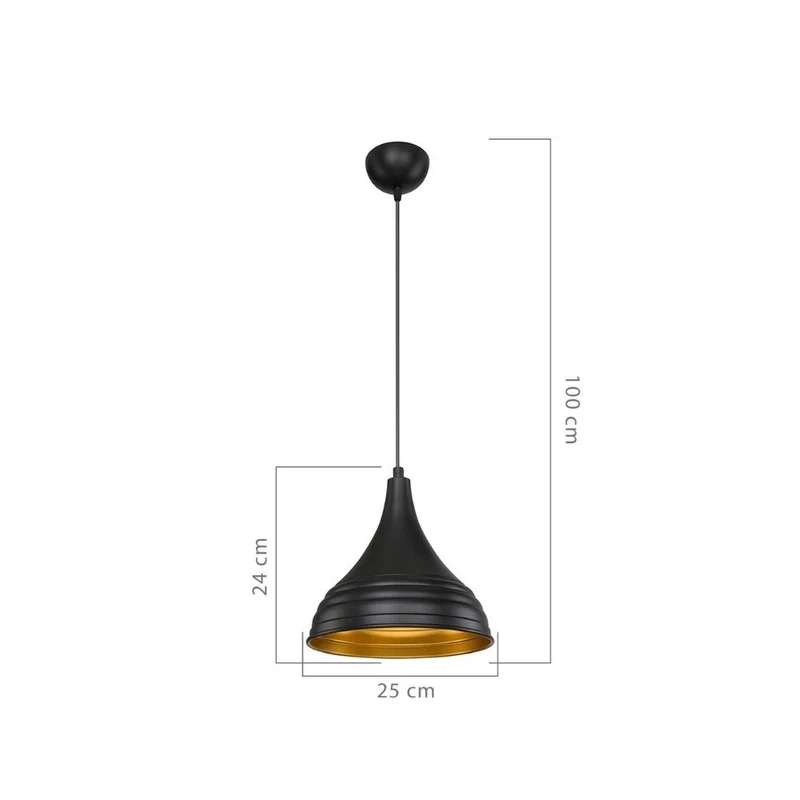 Lampada a sospensione 100h in metallo nero Leda