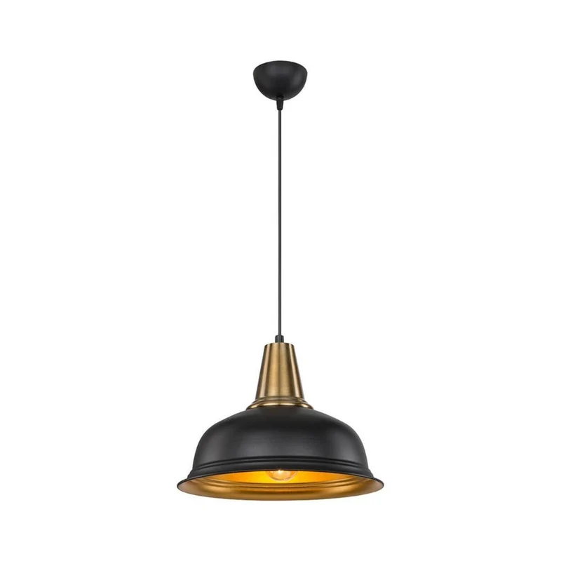 Lampada a sospensione 87h cm in metallo colore nero interno oro Rena