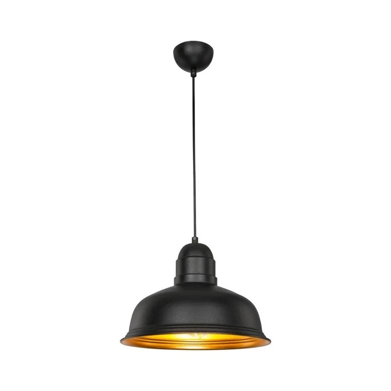 Lampada a sospensione 90h in metallo nero interno oro Kumbet