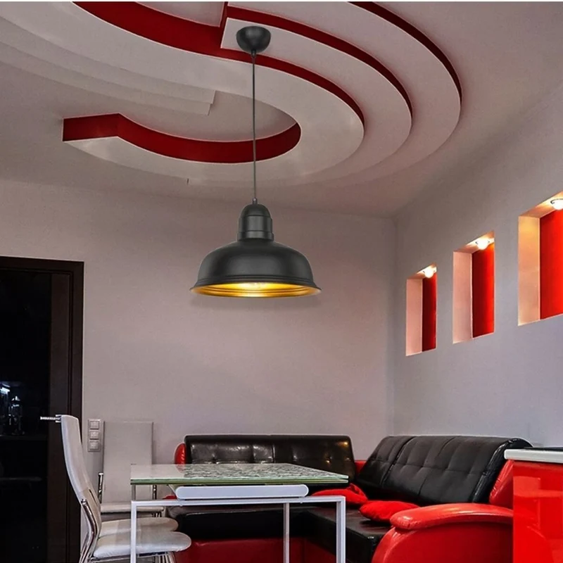 Lampada a sospensione 90h in metallo nero interno oro Kumbet