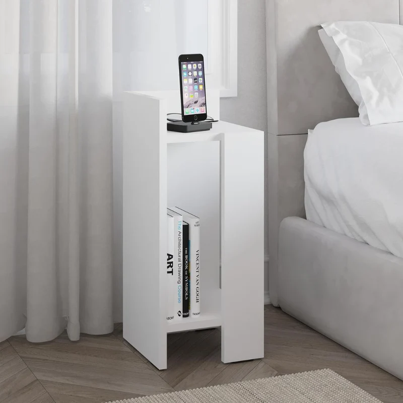 Tavolino di design sinistro 25x60h cm colore bianco - Elos