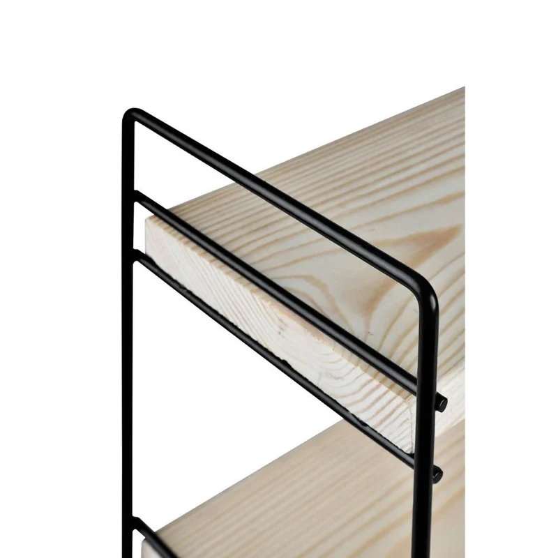 Scaffale 40x40 cm con tre ripiani colore legno e struttura metallo nero - Hobby