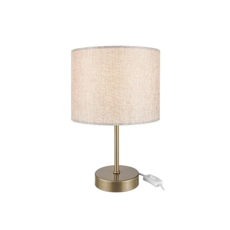 Lampada da tavolo con paralume cilindrico tessuto sabbia Flora