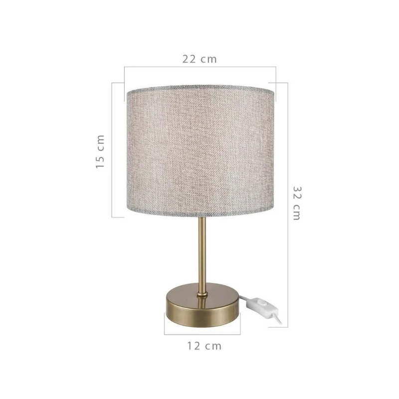 Lampada da tavolo con paralume cilindrico tessuto sabbia Flora