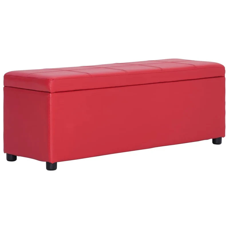 Banc banquette avec compartiment de rangement 116 cm rouge similicuir 02_0010737
