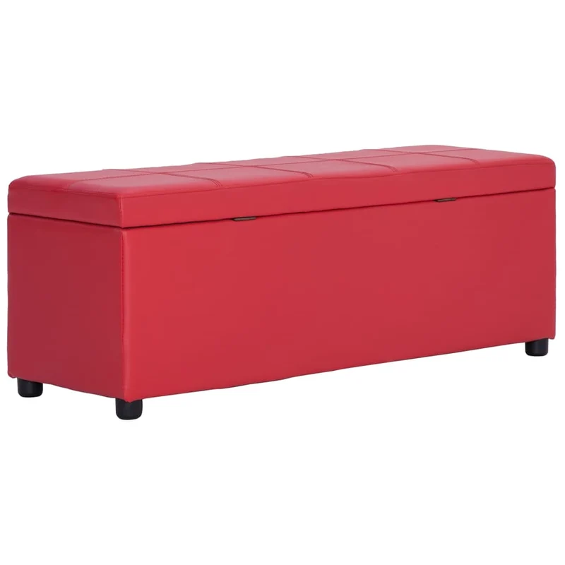 Banc banquette avec compartiment de rangement 116 cm rouge similicuir 02_0010737