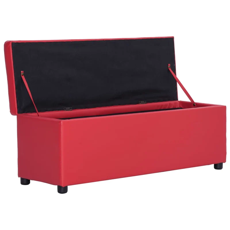Banc banquette avec compartiment de rangement 116 cm rouge similicuir 02_0010737