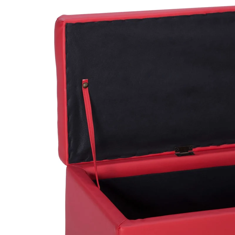 Banc banquette avec compartiment de rangement 116 cm rouge similicuir 02_0010737
