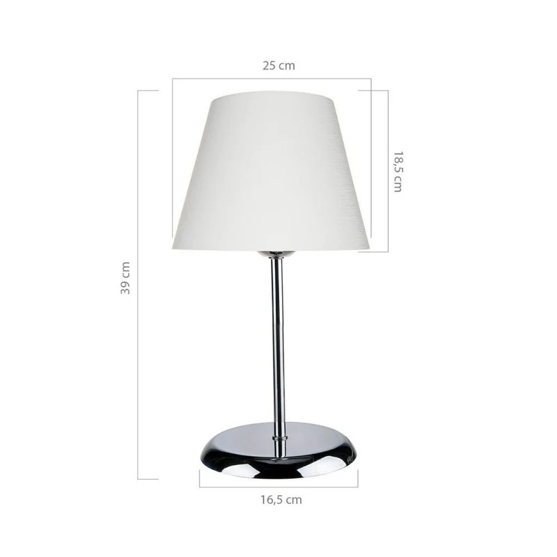 Lampada da tavolo in metallo e paralume tessuto Elva