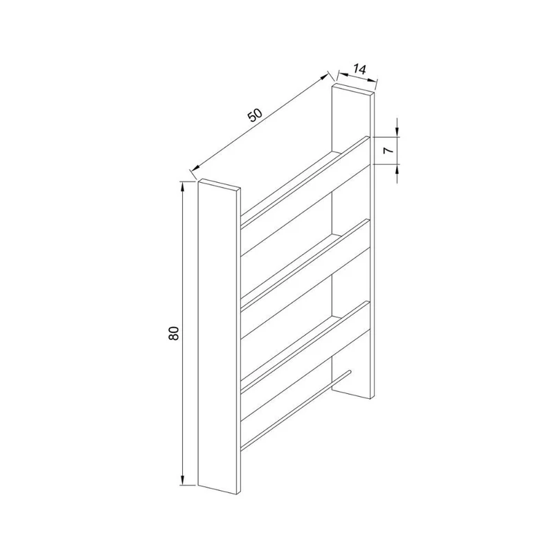 Mensola da parete 50 cm in legno con tre ripiani colore bianco - Alisa