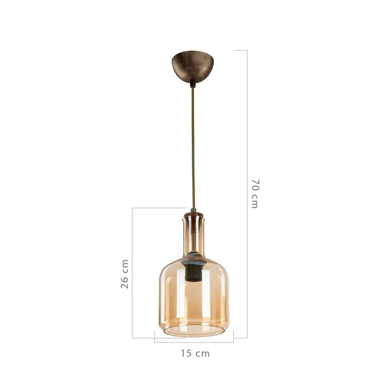 Lampada a sospensione 70h con diffusore vetro fumè Boston