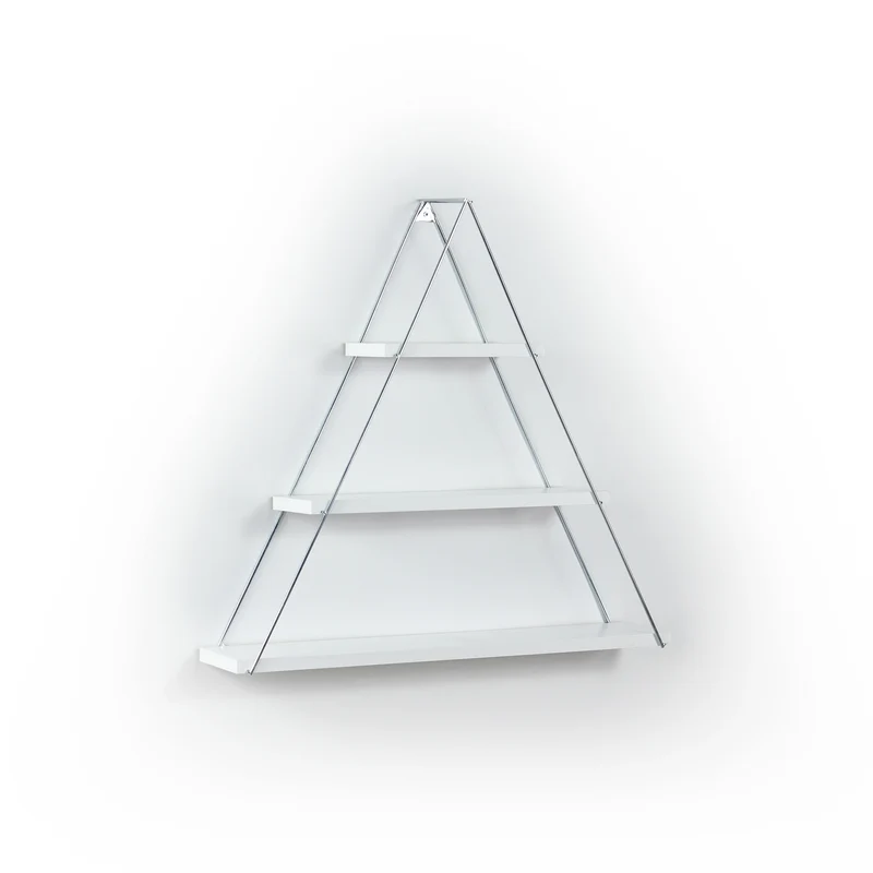 Mensola triangolare 74cm con tre ripiani in legno colore bianco - Moset
