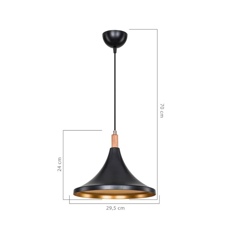 Lampada a sospensione 70h cm colore nero e oro Kano