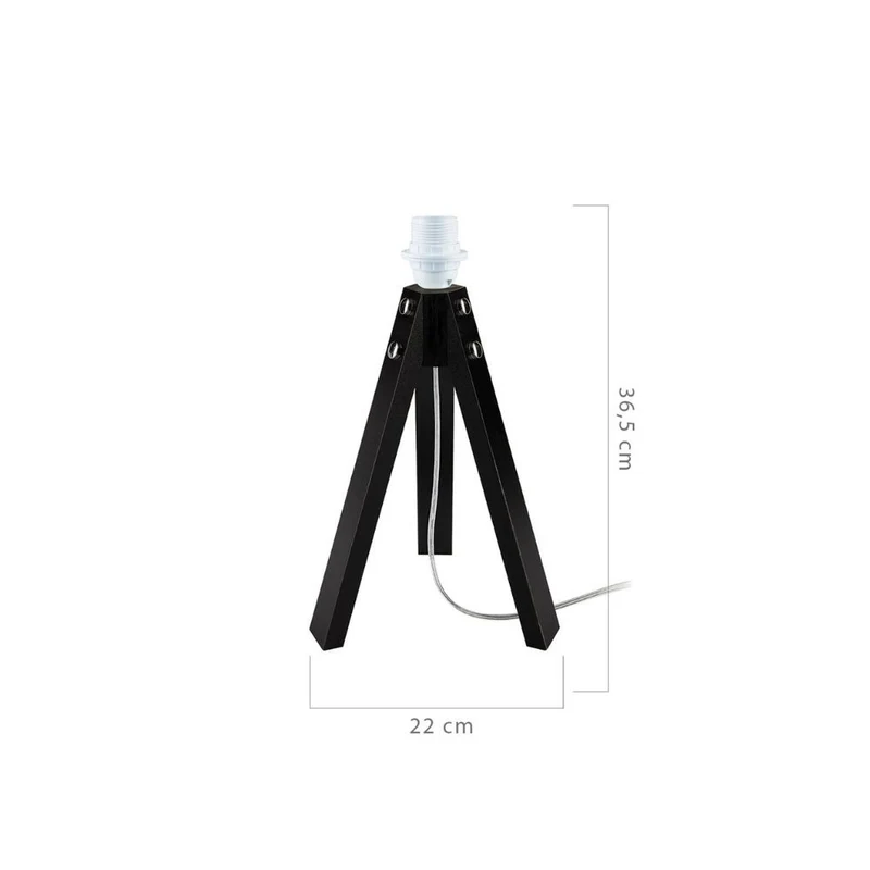 Lampada da tavolo treppiede in legno nero Deco