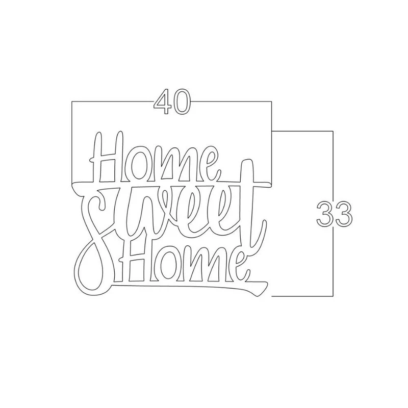 Scritta decorativa home sweet home nero 40x33 cm