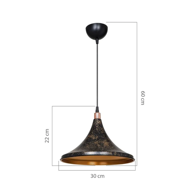 Lampada a sospensione Kalyon metallo nero oro - ASZ1650