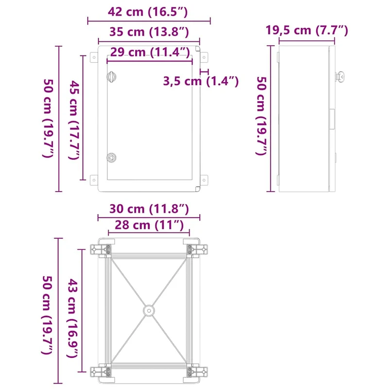 Armoire de contrôle moderne 35 x 19,5 x 50 cm solution de rangement élégante polyvalente en plastique gris 02_0058212