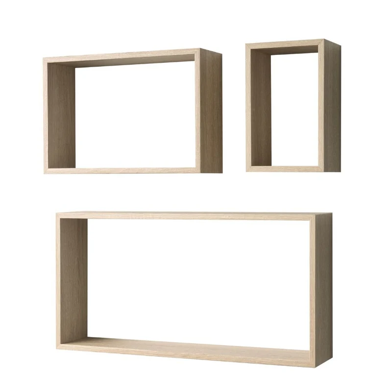 Set 3 mensole da parete forma rettangolare colore rovere sonoma Shelvy Rec