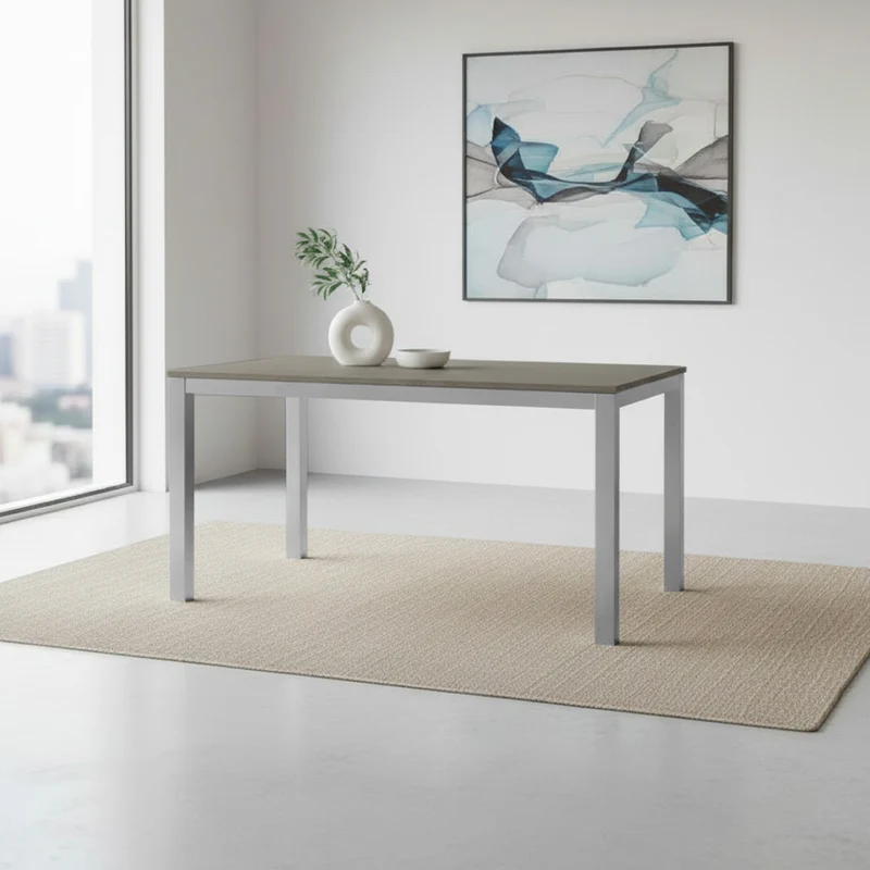 Tavolo rettangolare 120x80 struttura bianca e piano larice grigio Monster