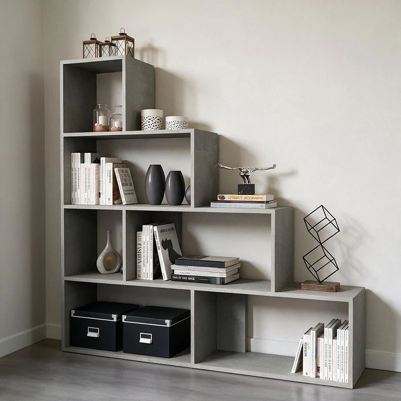 Libreria a scala 145x145 cm in legno colore beton - Alis