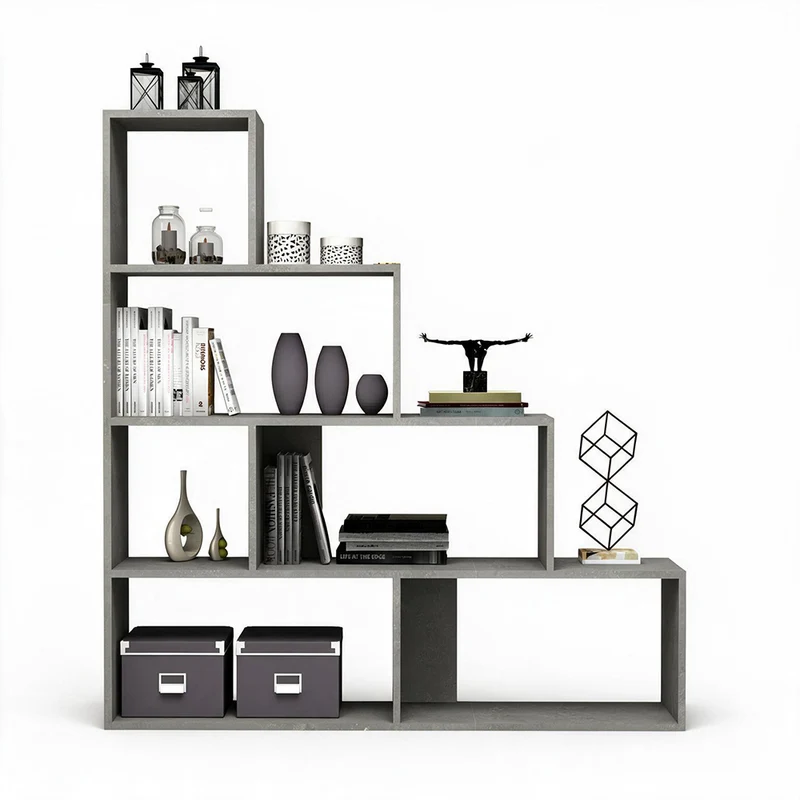 Libreria a scala 145x145 cm in legno colore beton - Alis
