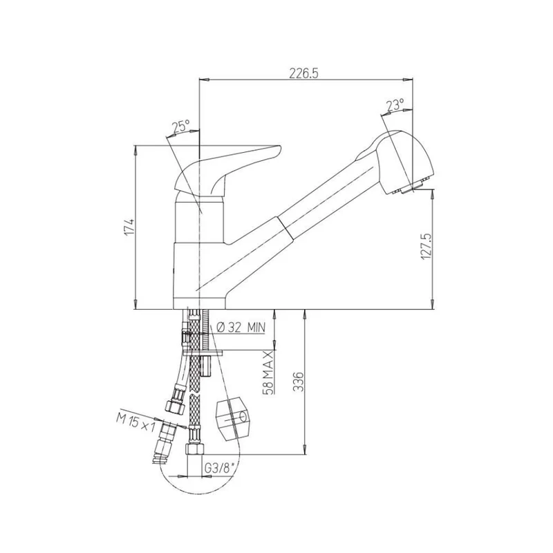 Miscelatore da cucina cromato con doccetta estraibile Paini 64CR568