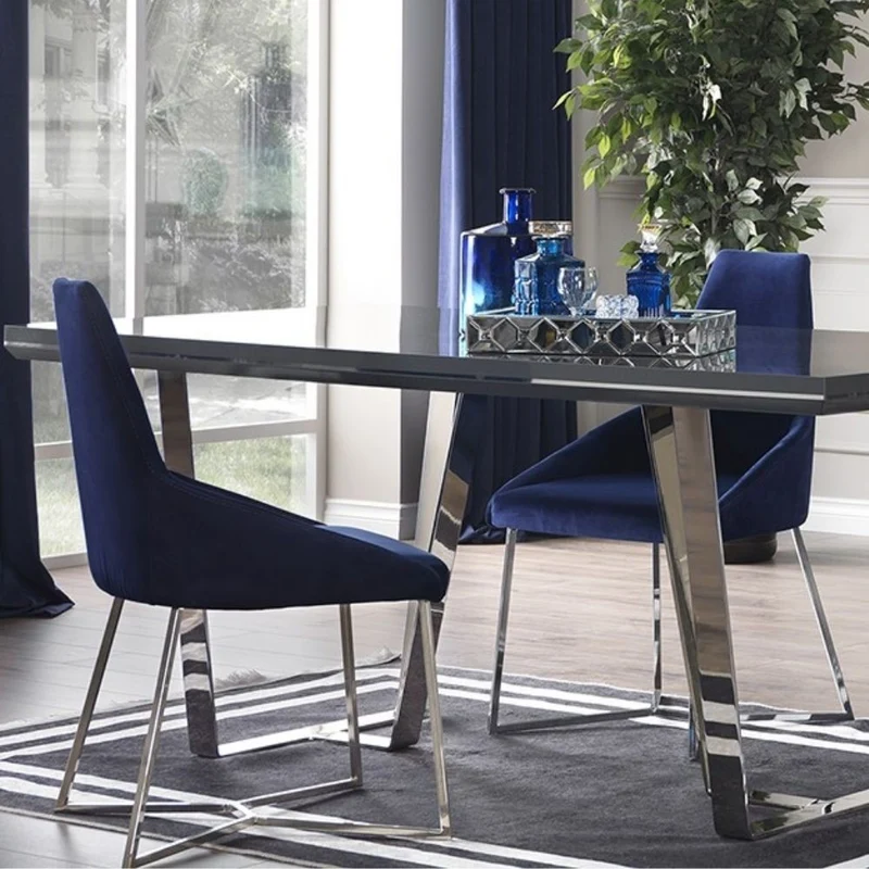 Set 2 sedie in tessuto colore blu parliament con gambe in metallo - Enzio