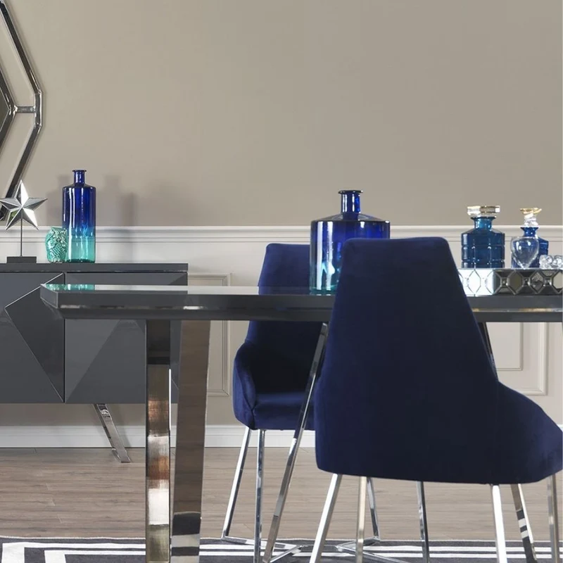 Set 2 sedie in tessuto colore blu parliament con gambe in metallo - Enzio