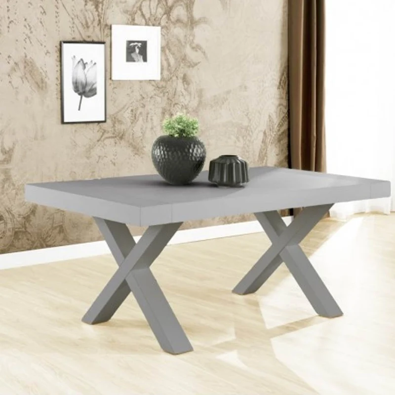 Tavolo allungabile 160x90 massello e acciaio colore beton Gondar
