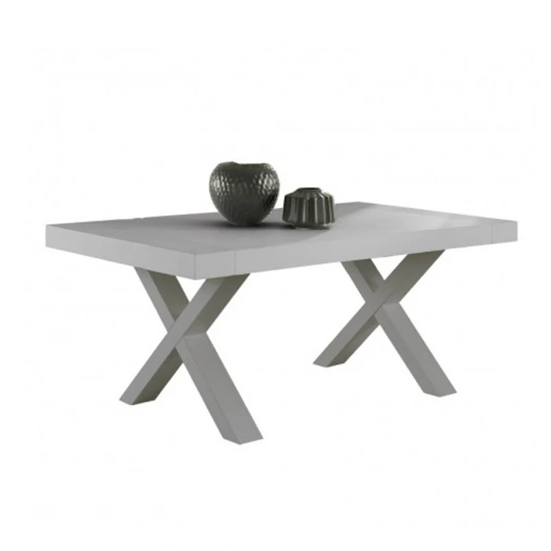 Tavolo allungabile 160x90 massello e acciaio colore beton Gondar