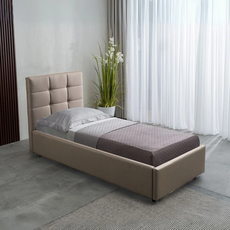 Letto singolo con contenitore e rete a doghe colore tortora Napoli