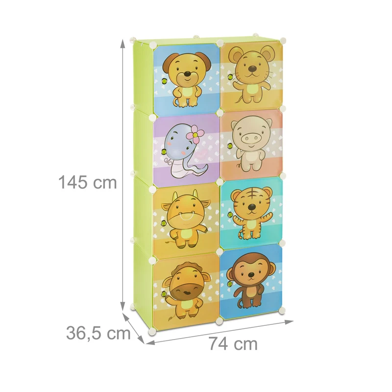 Étagère modulable pour enfants rangement jouets penderie flexible 80 x 30 x 120 cm en plastique vert clair 13_0003705