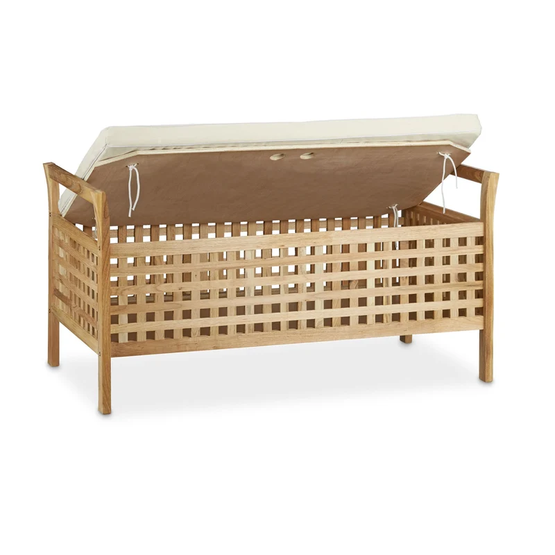 Banc coffre de rangement 120 x 40 x 45 cm 2 places look moderne et intemporel en noyer marron 13_0003283